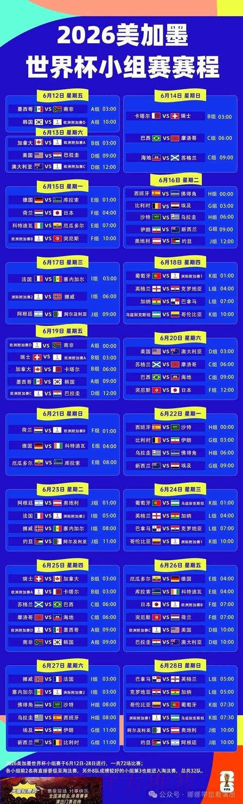 2026世界杯完整赛程一览最新时间表查询入口